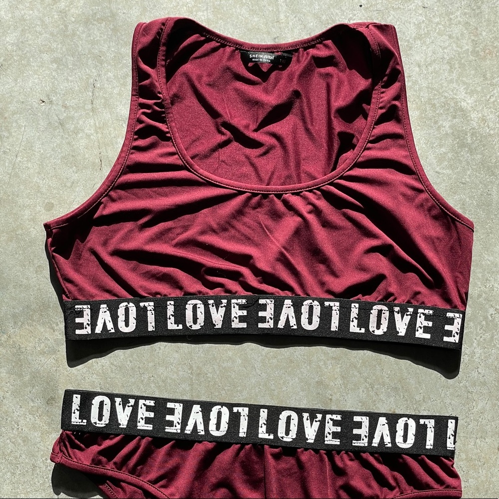 Sporty Lingerie Set in Wine Red